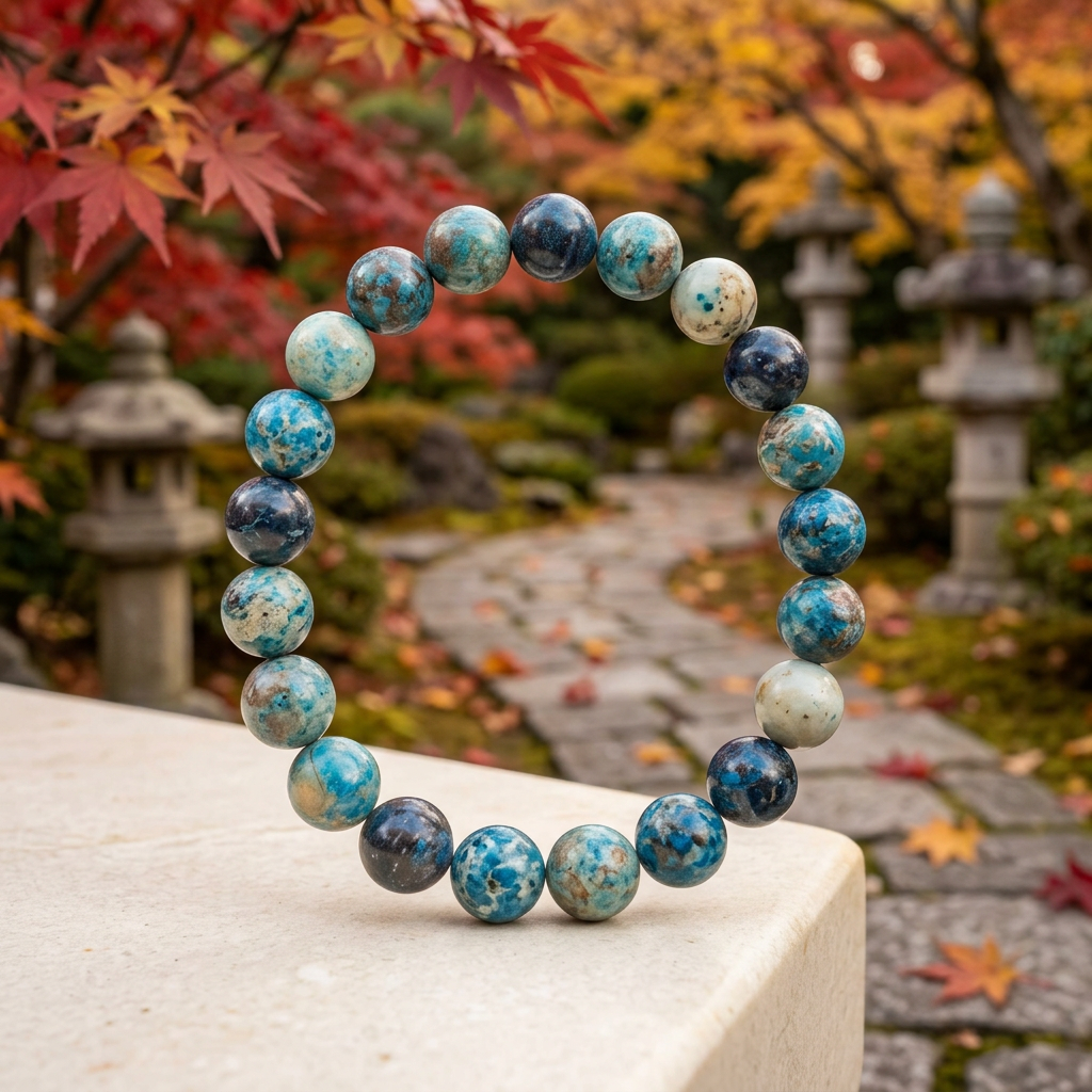 Starry Jasper bracelet with a Japanese autumn maple garden