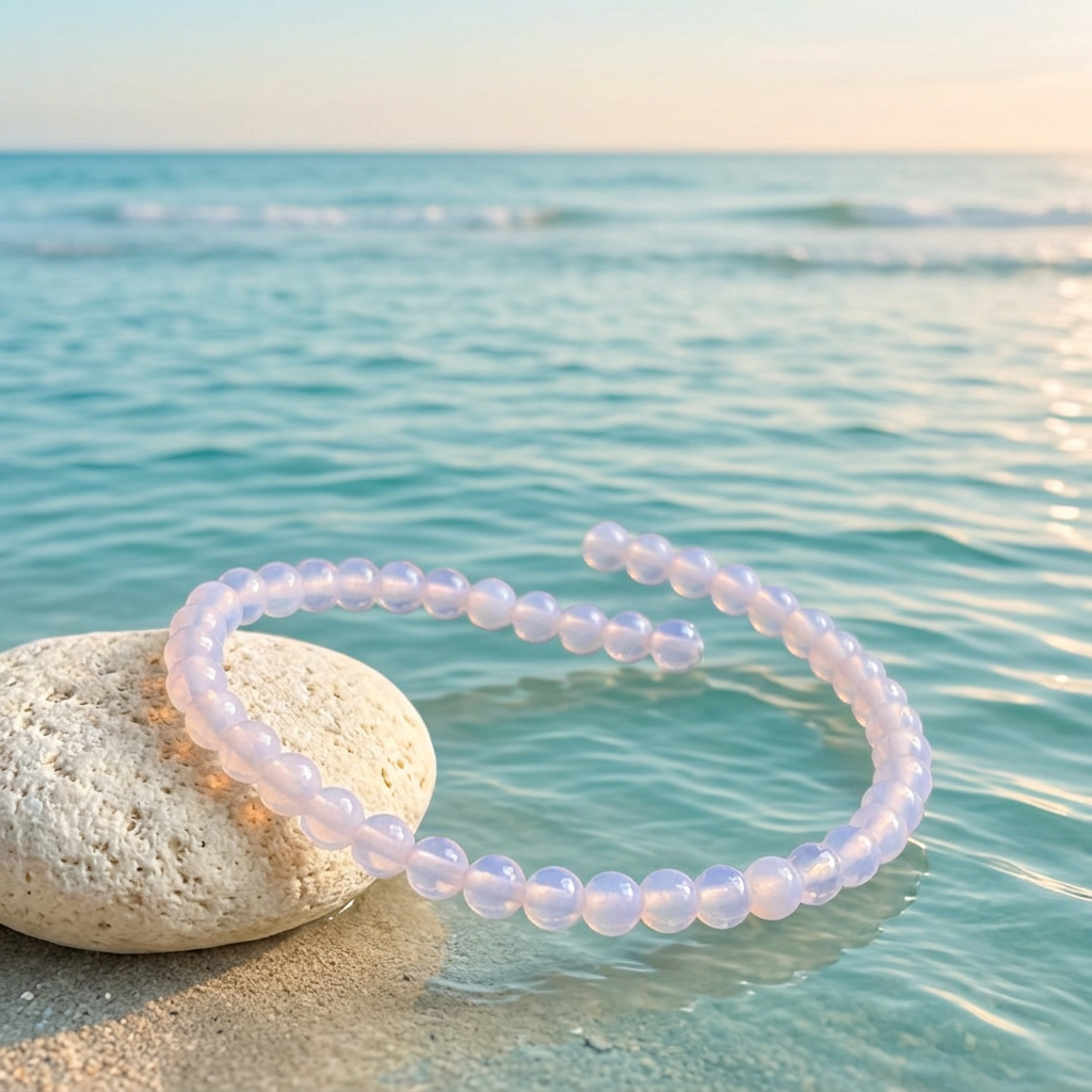 Opalite 4mm bracelet with calm aqua ocean