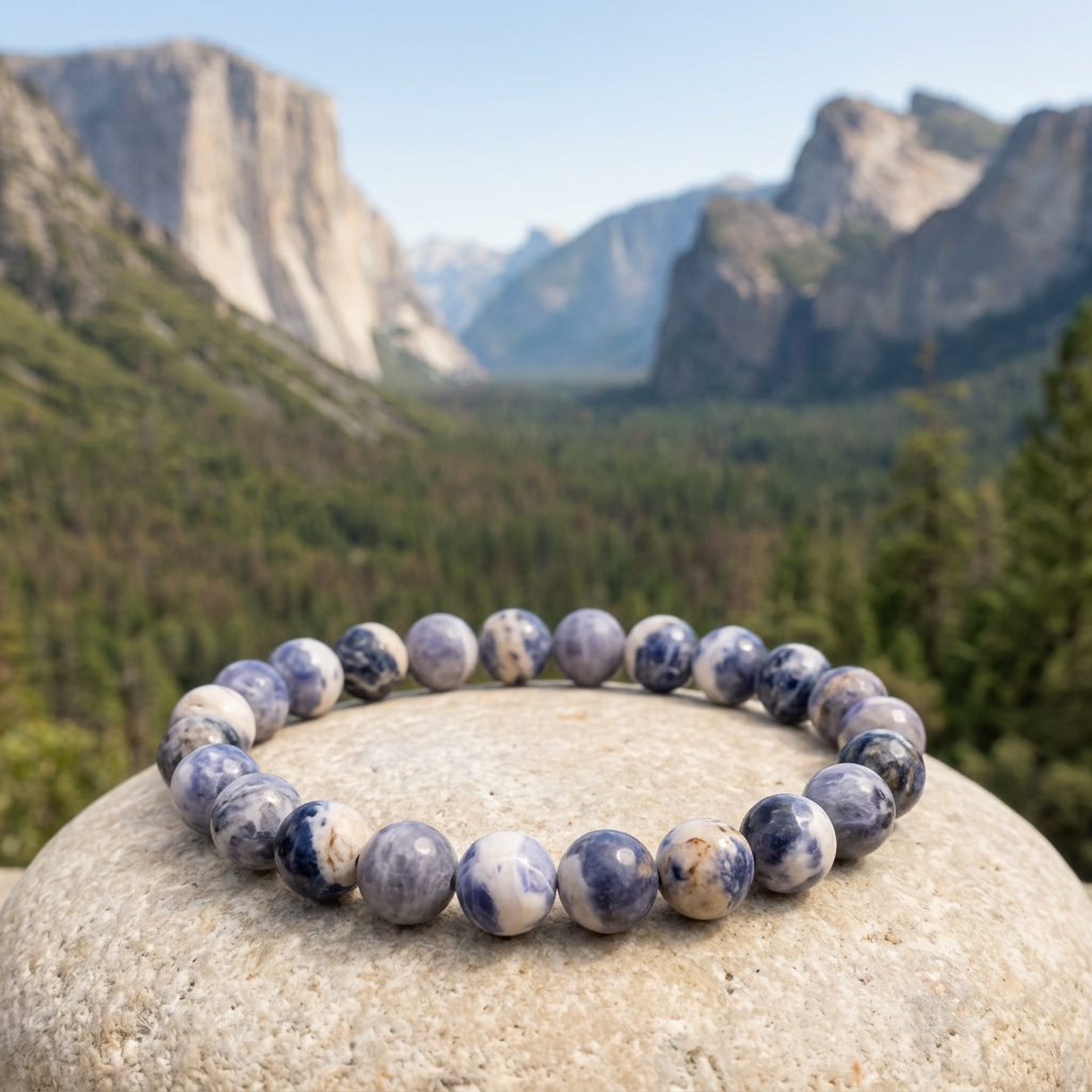 Sodalite bracelet with pine valley and mountain summits