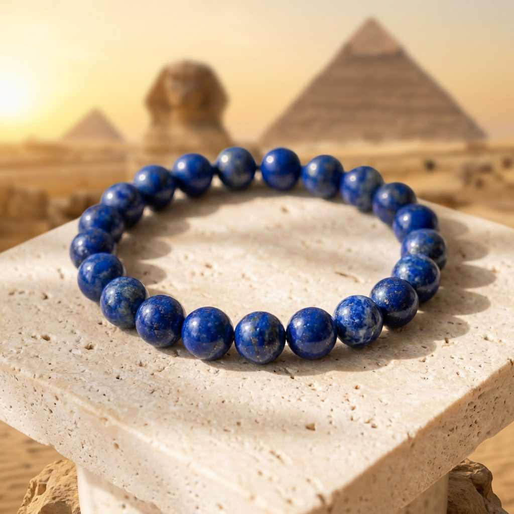 Lapis Lazuli bracelet with the Sphinx and pyramids at sunrise