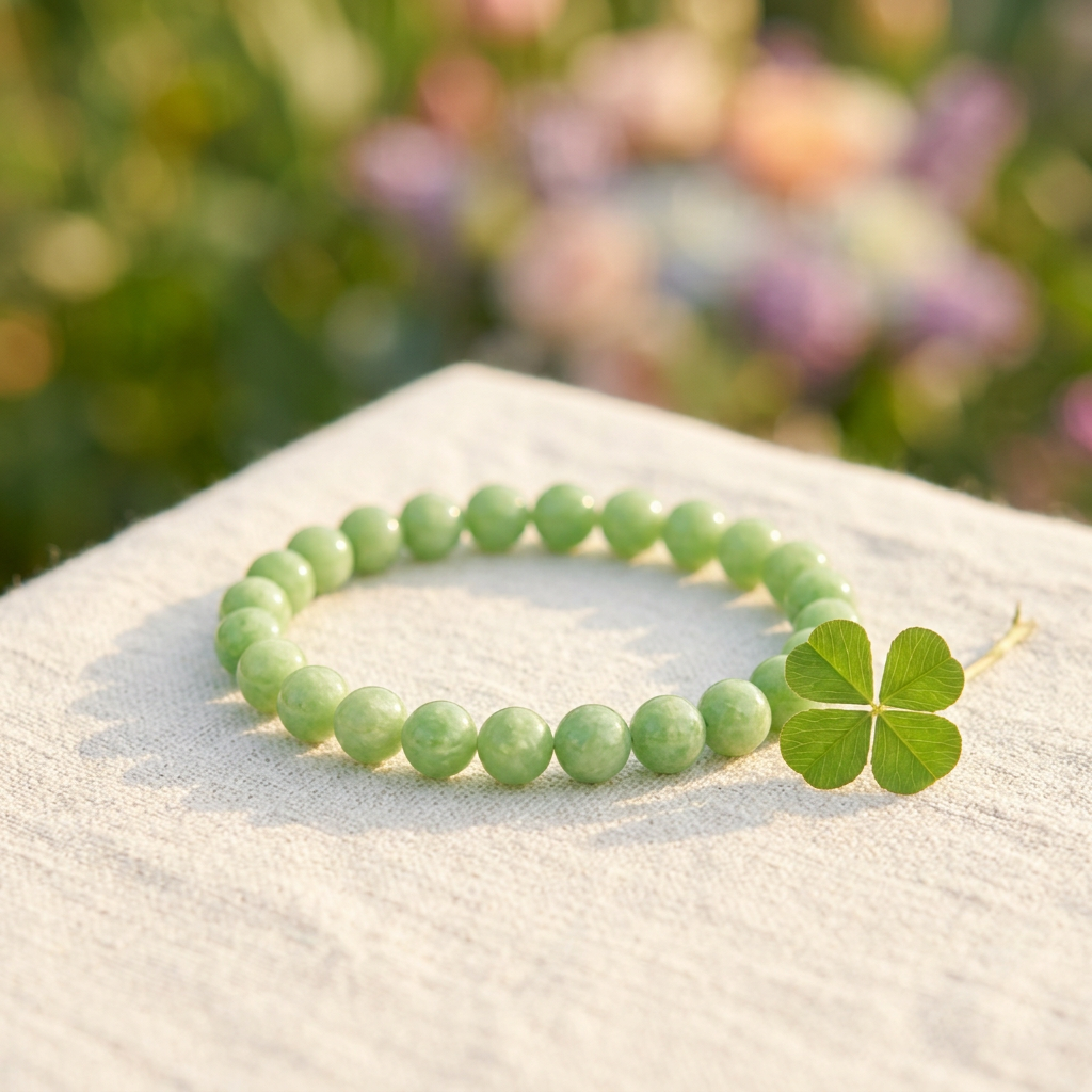 Green Jade Healing Crystal Bracelet - 6mm Prosperity & Harmony Stone