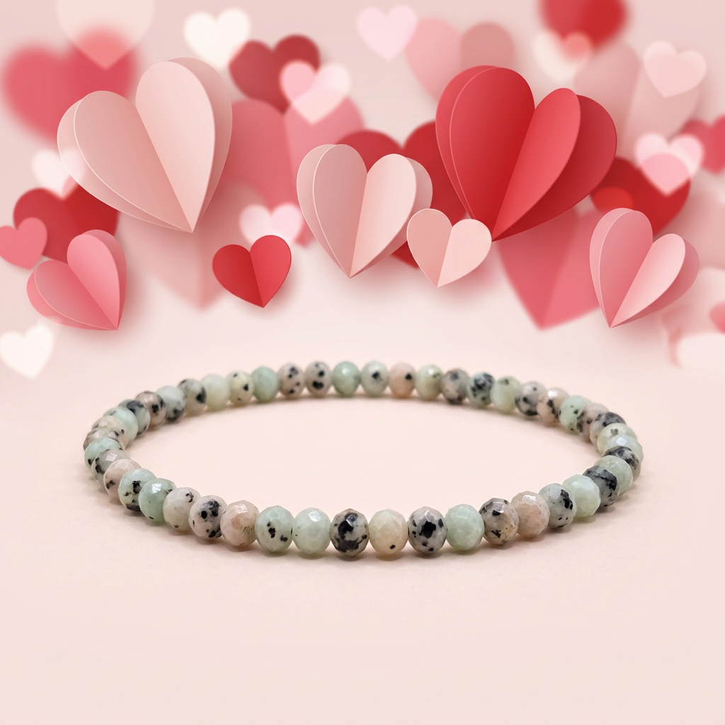 4 mm bracelet with pink and red hearts