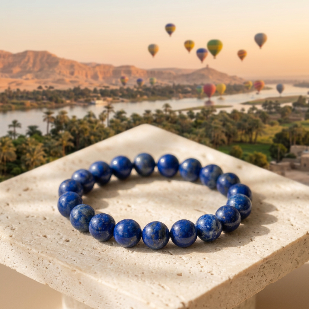Lapis Lazuli bracelet with hot air balloons over Luxor at dawn