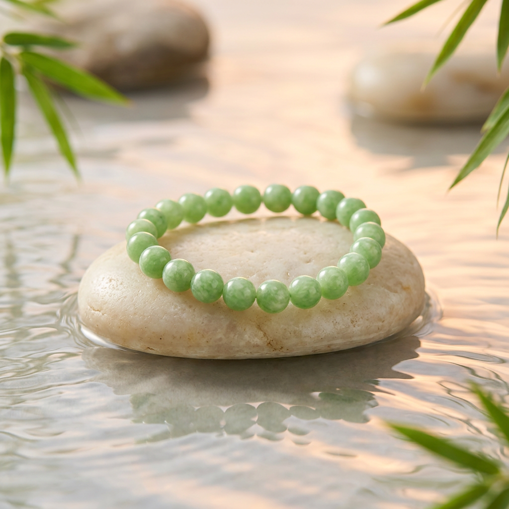 Green Jade Healing Crystal Bracelet - 6mm Prosperity & Harmony Stone