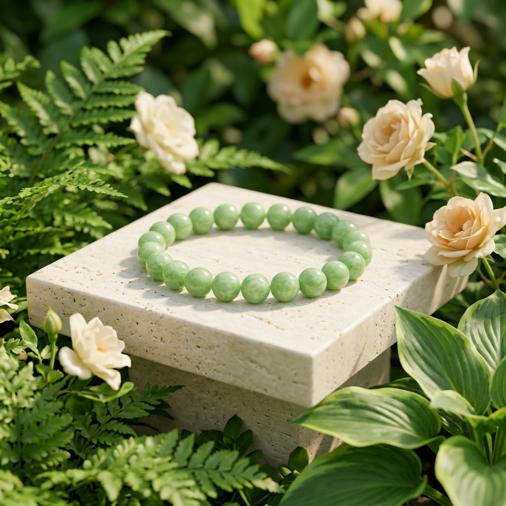 Green Jade Healing Crystal Bracelet - 6mm Prosperity & Harmony Stone