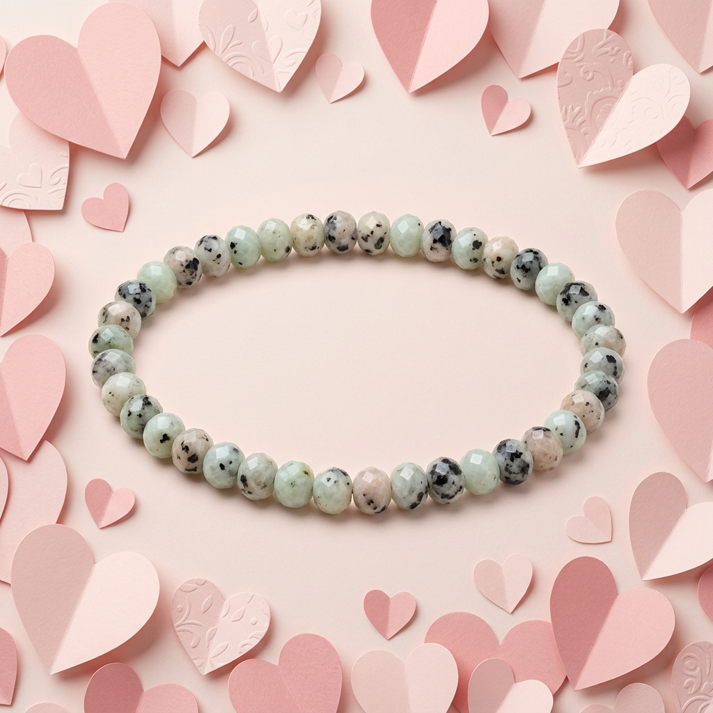 4 mm bracelet with soft pink paper hearts