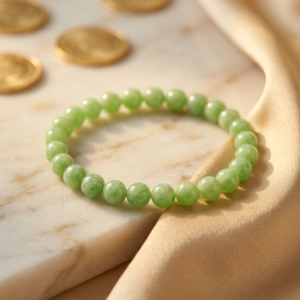 Green Jade Healing Crystal Bracelet - 6mm Prosperity & Harmony Stone