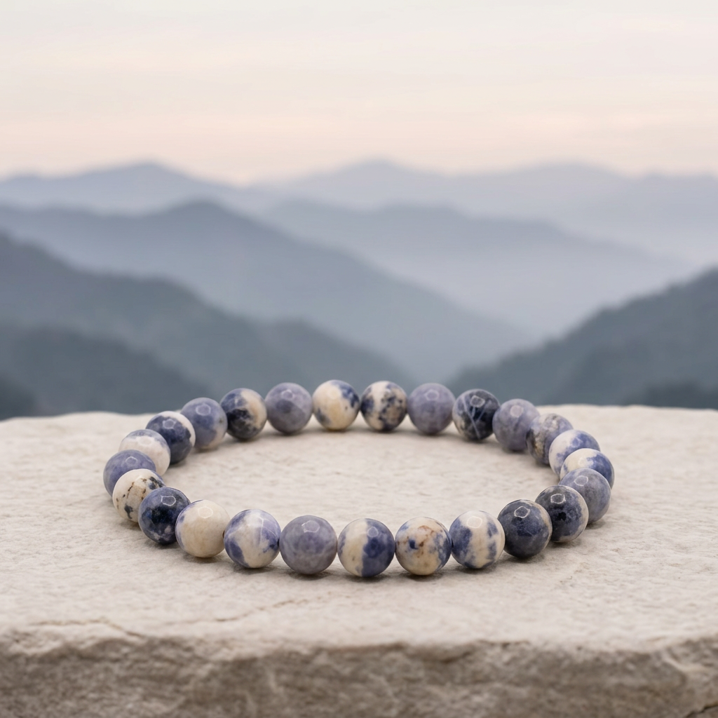 Sodalite bracelet with misty mountain ridges