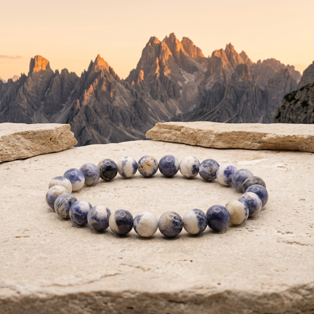 Sodalite bracelet with sunset mountain peaks