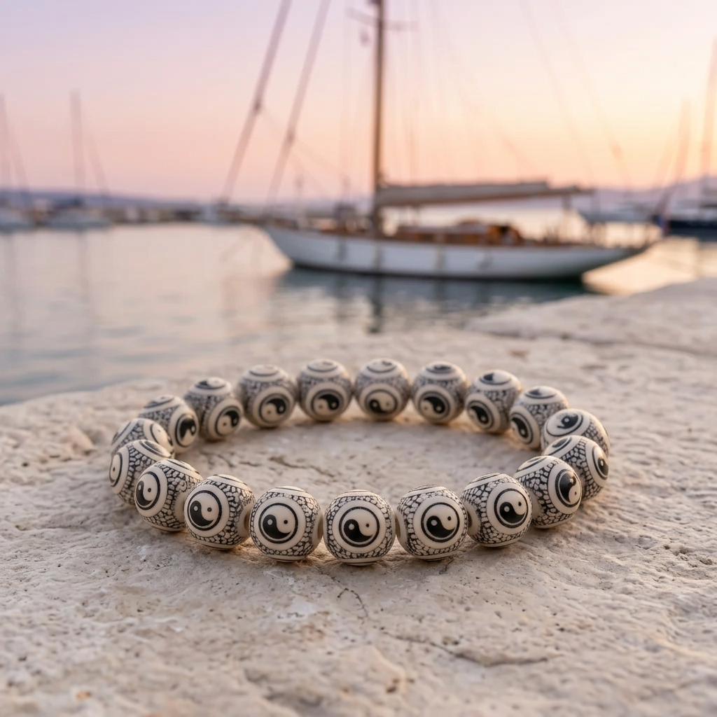Balance bracelet with sailing boat at sunset