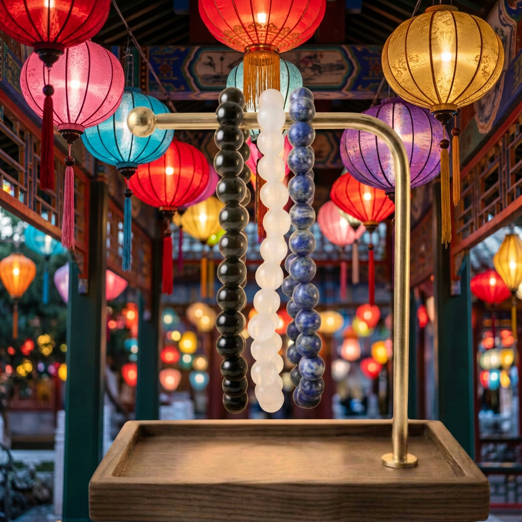 Bracelet set with bright multicoloured Chinese lanterns
