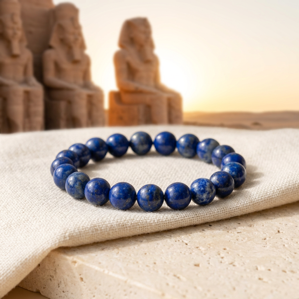 Lapis Lazuli bracelet with Abu Simbel statues at sunrise