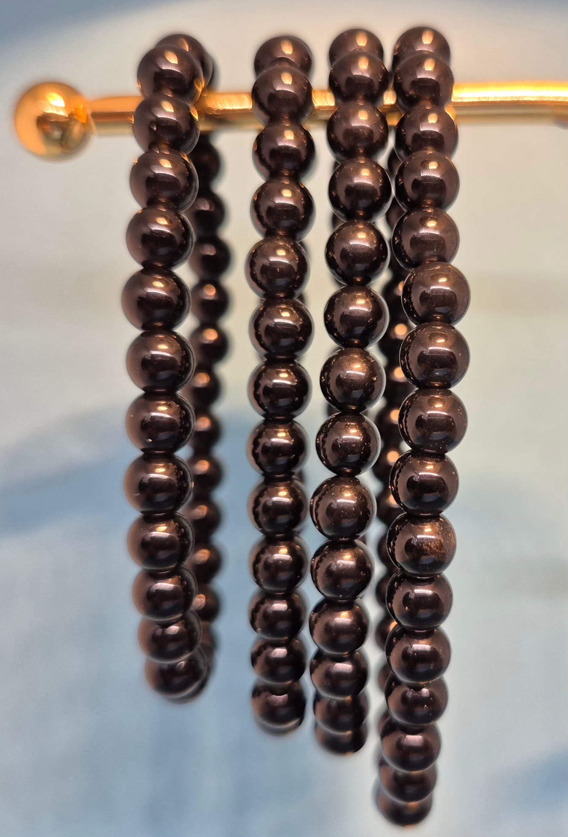 Black Tourmaline Healing Crystal Bracelet - 6mm Glossy Protection Stone
