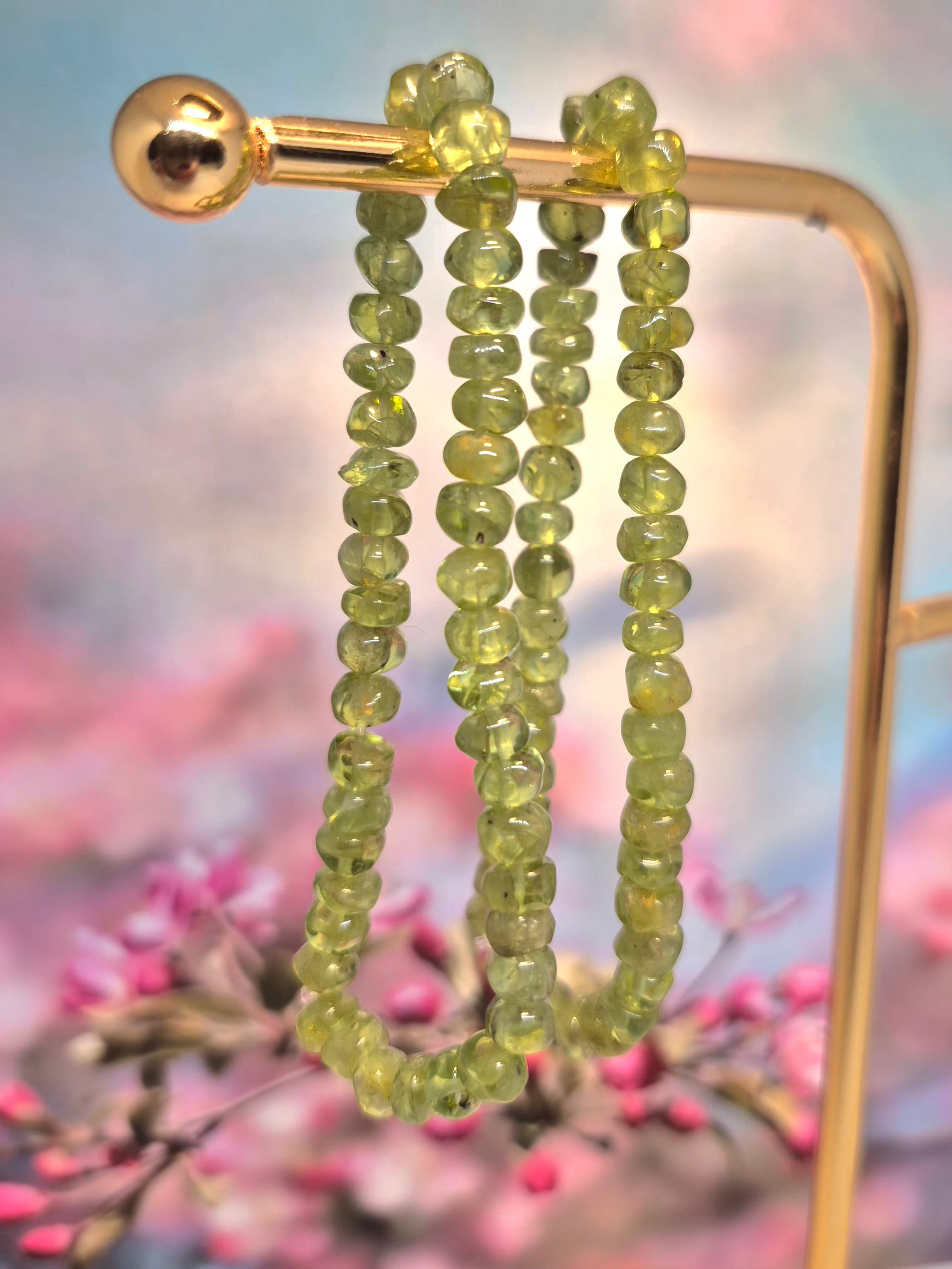 Peridot Crystal 6mm Bracelet