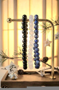 Protection, Clarity & Focus Crystal Bracelet 6mm - Set | Black Tourmaline, Selenite & Lapis Lazuli