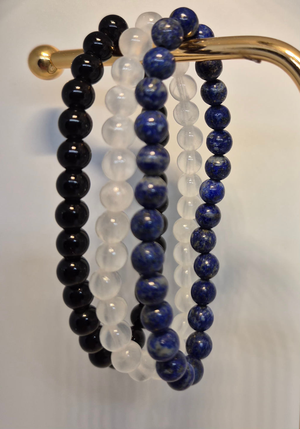 Protection, Clarity & Focus Crystal Bracelet 6mm - Set | Black Tourmaline, Selenite & Lapis Lazuli