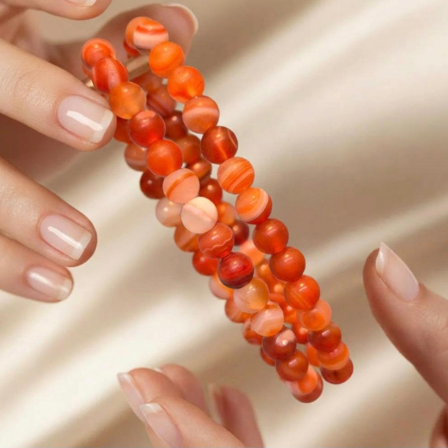 Sardonyx Healing Crystal Bracelet - 6mm Strength & Protection Stone